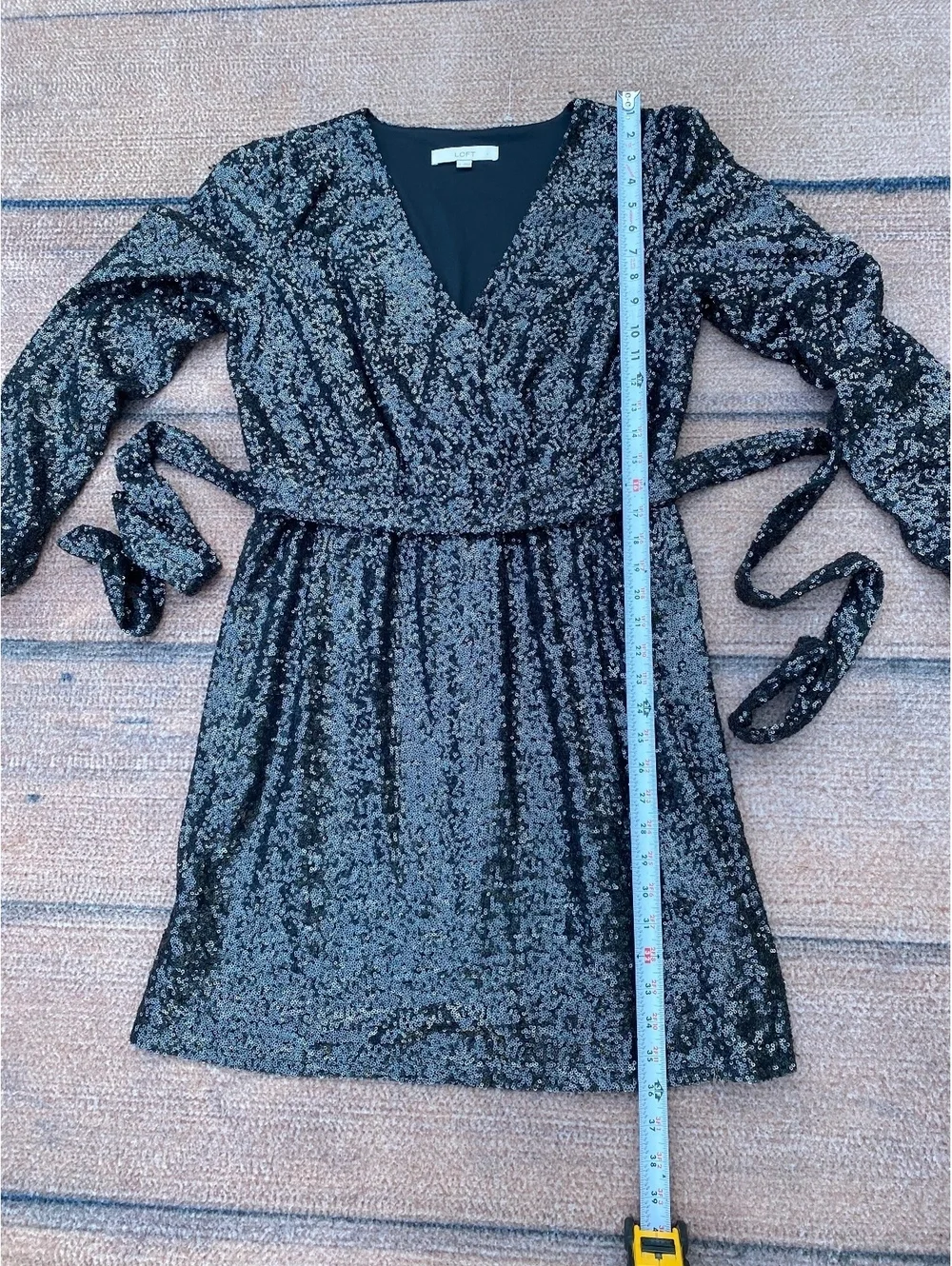 Long sleeve sequin wrap v-neck cocktail homecoming autumn wedding guest dress 8